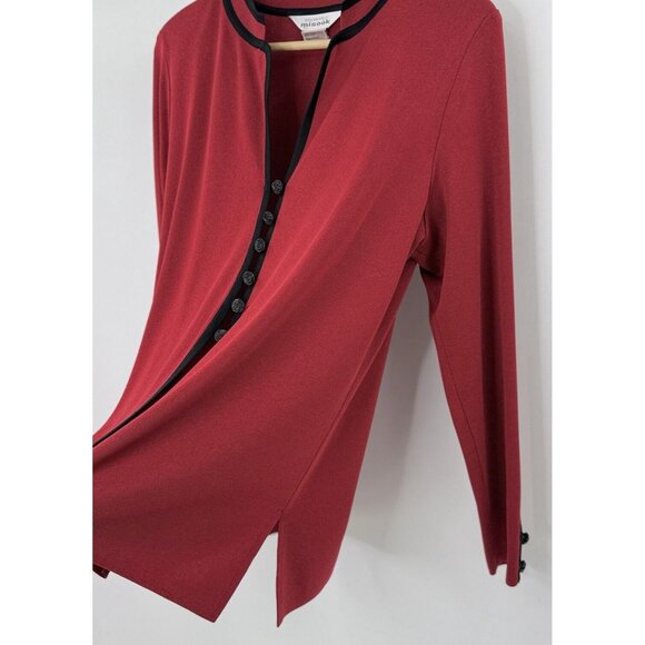 Exclusively Misook Knit Red Acrylic Rose Button Cardigan,Shoulder Pads,Mature M - Picture 6 of 12